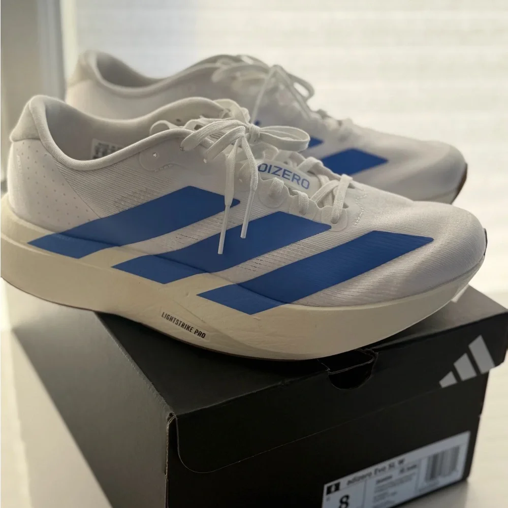 Adidas Adizero Evo SL White and Blue Running Shoes - Picture 3 of 6